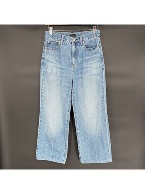 Uniqlo Women's Wide-Leg Denim Jeans Size 24 Light Wash High Rise Cropped Cotton